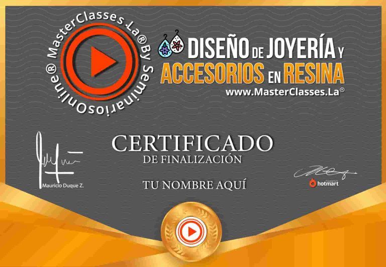 certificado Curso Joyería y Accesorios con Resina