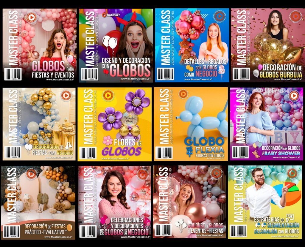 pack de 12 cursos de Decoración con globos